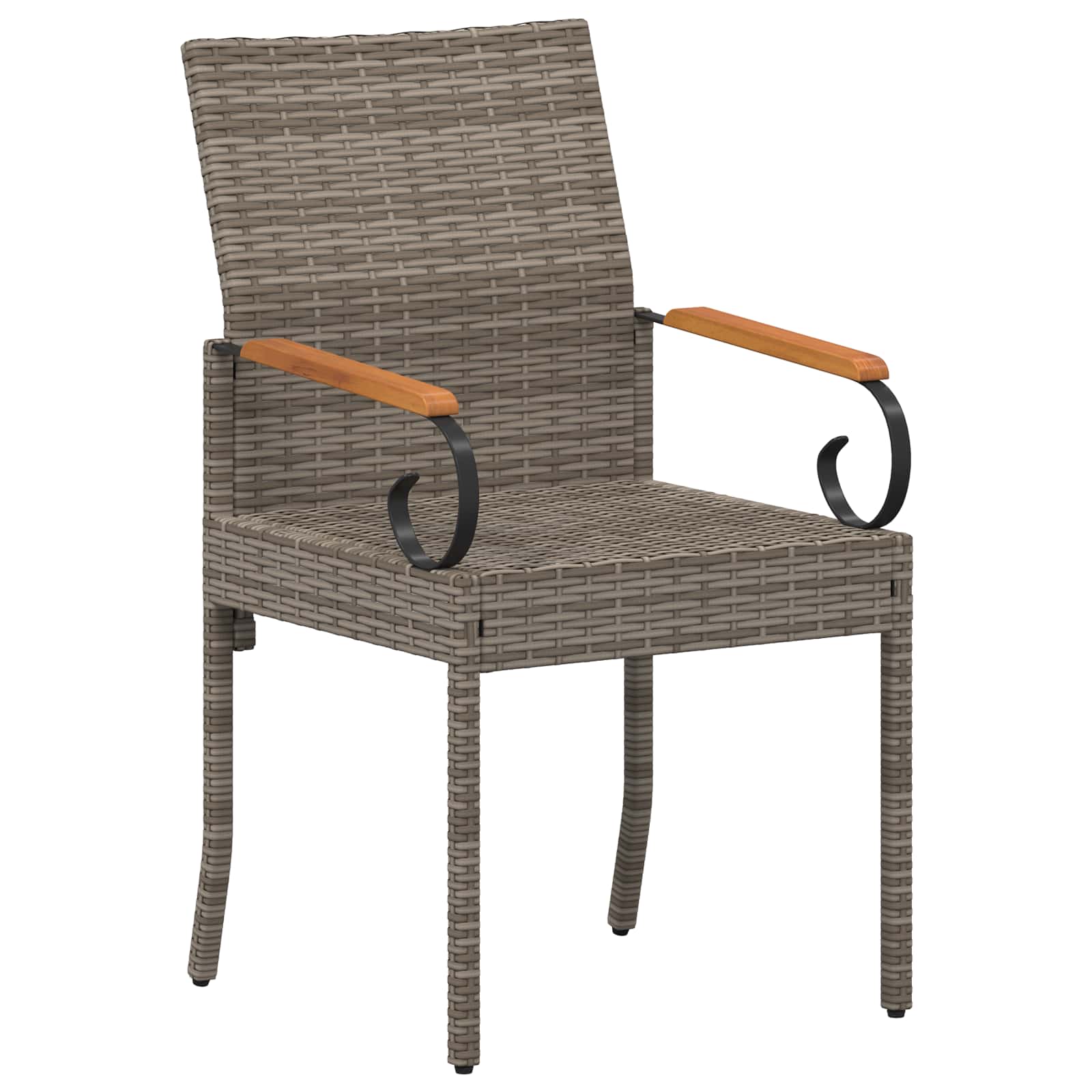 Gartenstühle 4 pcs Grau und Marineblau Poly-Rattan und Akazie