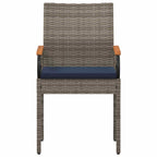Gartenstühle 4 pcs Grau und Marineblau Poly-Rattan und Akazie