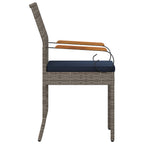 Gartenstühle 4 pcs Grau und Marineblau Poly-Rattan und Akazie