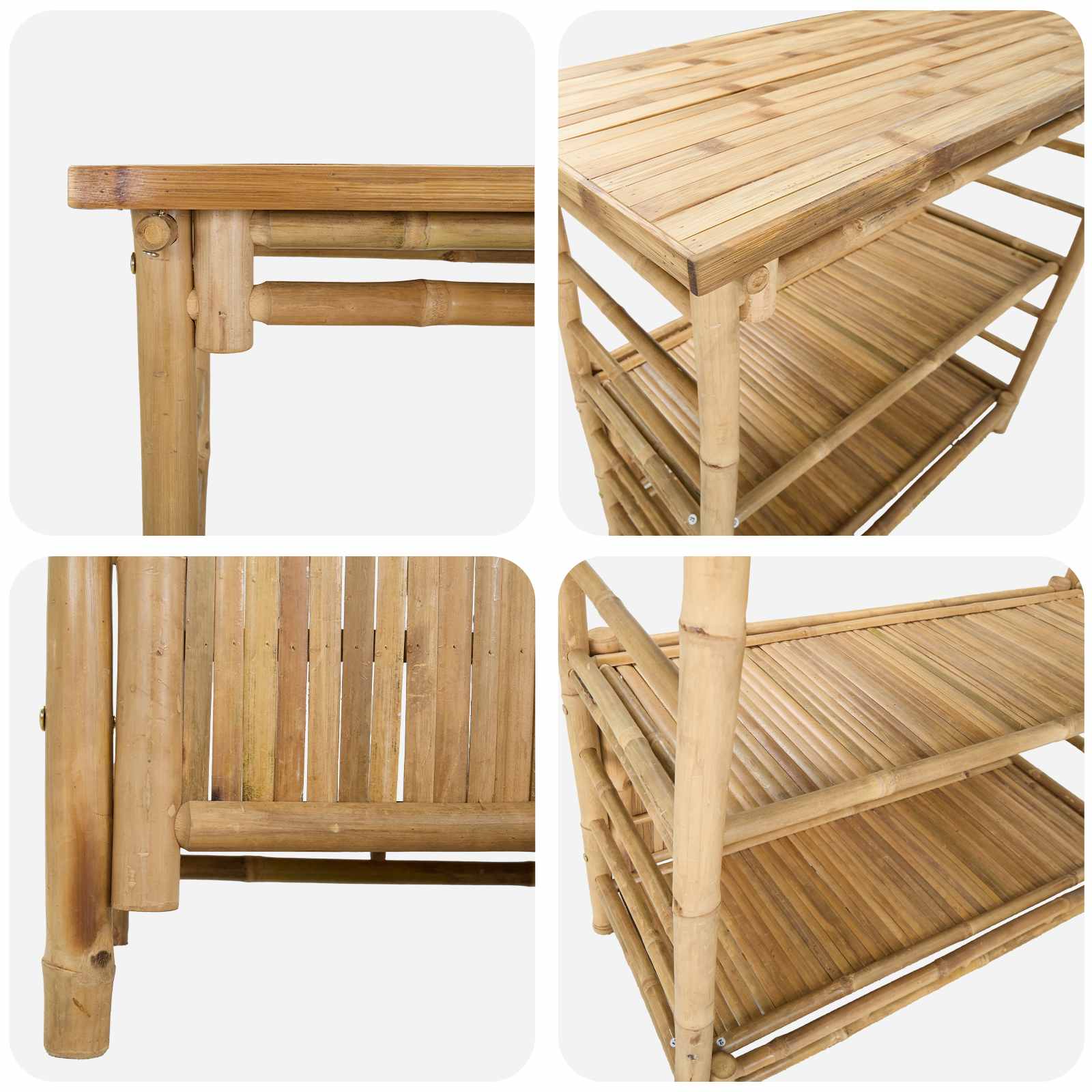 Outdoor Bartisch mit Speicher Natur 110 x 50 x 105 cm Bambus