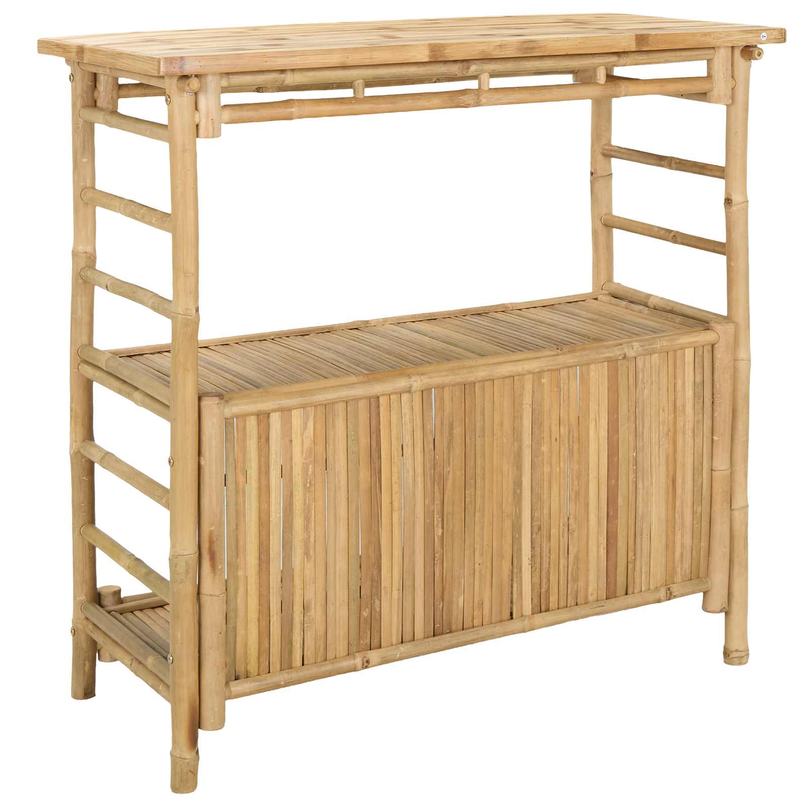 Outdoor Bartisch mit Speicher Natur 110 x 50 x 105 cm Bambus