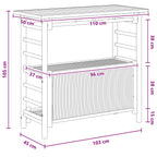 Outdoor Bartisch mit Speicher Natur 110 x 50 x 105 cm Bambus