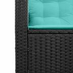 Garten-Sofa mit Kissen 2 pcs Schwarz und Türkis Poly Rattan