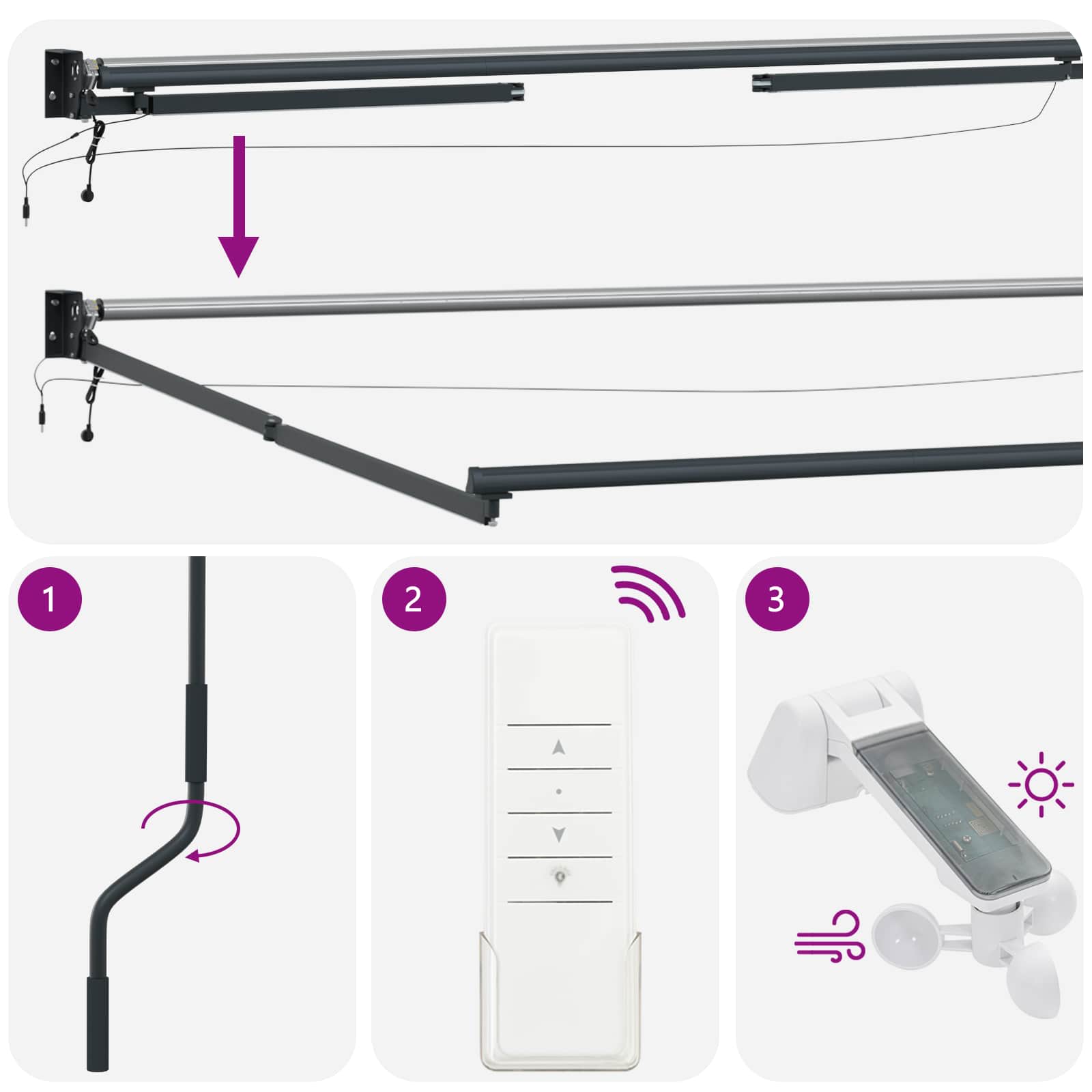 Elektrisches Markisenrahmen Anthrazit 4 x 2 m Aluminium