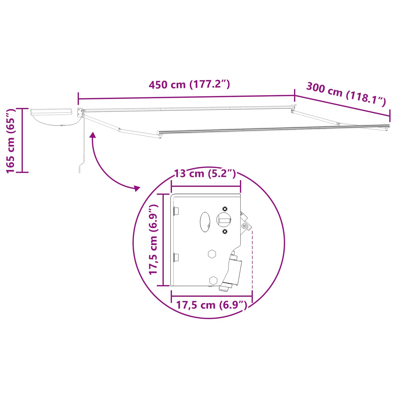 Elektrisches Markisenrahmen Anthrazit 4,5 × 3 m Stahl