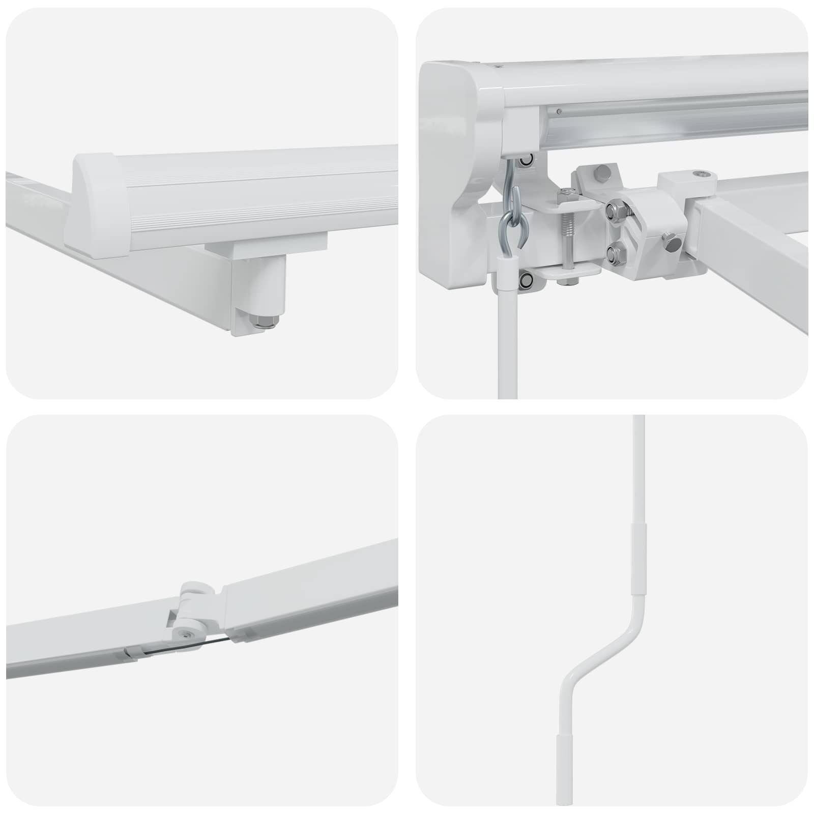 Manueller Markisenrahmen mit LEDs Weiß 3,5 x 2,5 m Aluminium