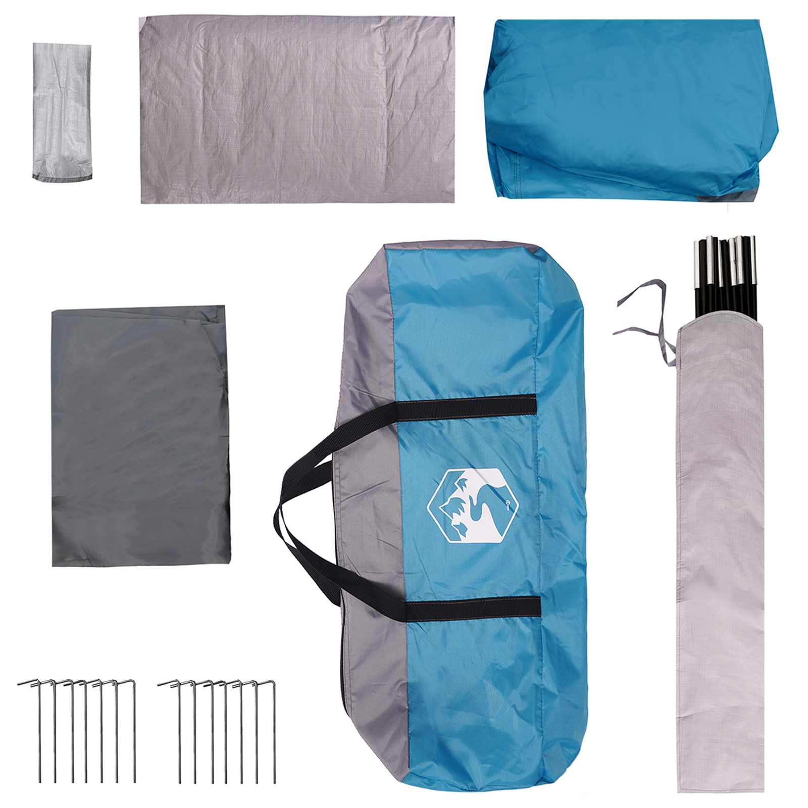 Familienzelt mit Dach Blau 320 x 210 x 180 cm Polyester