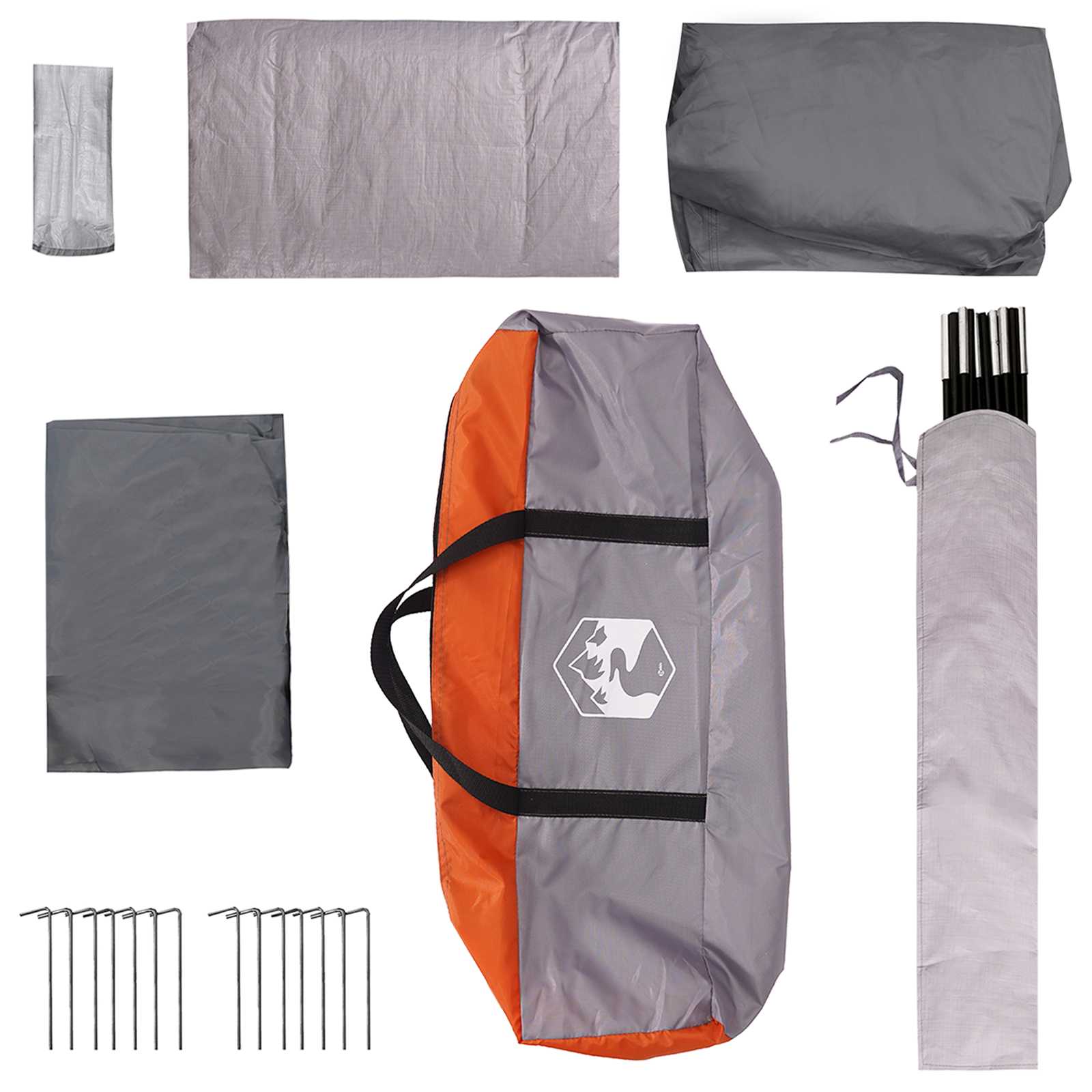 Familienzelt Grau und Orange 320 x 210 x 180 cm Polyester