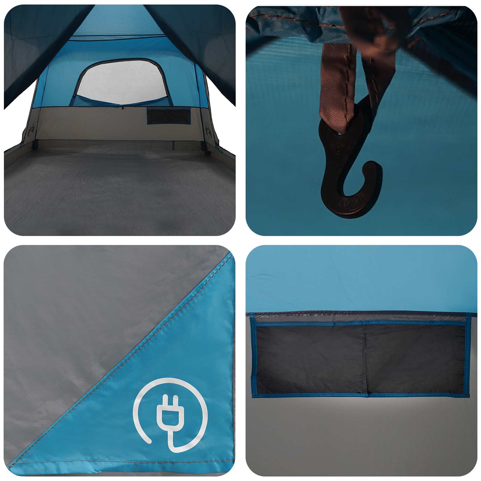 Familienzelt mit Dach Blau 380 x 260 x 190 cm Polyester