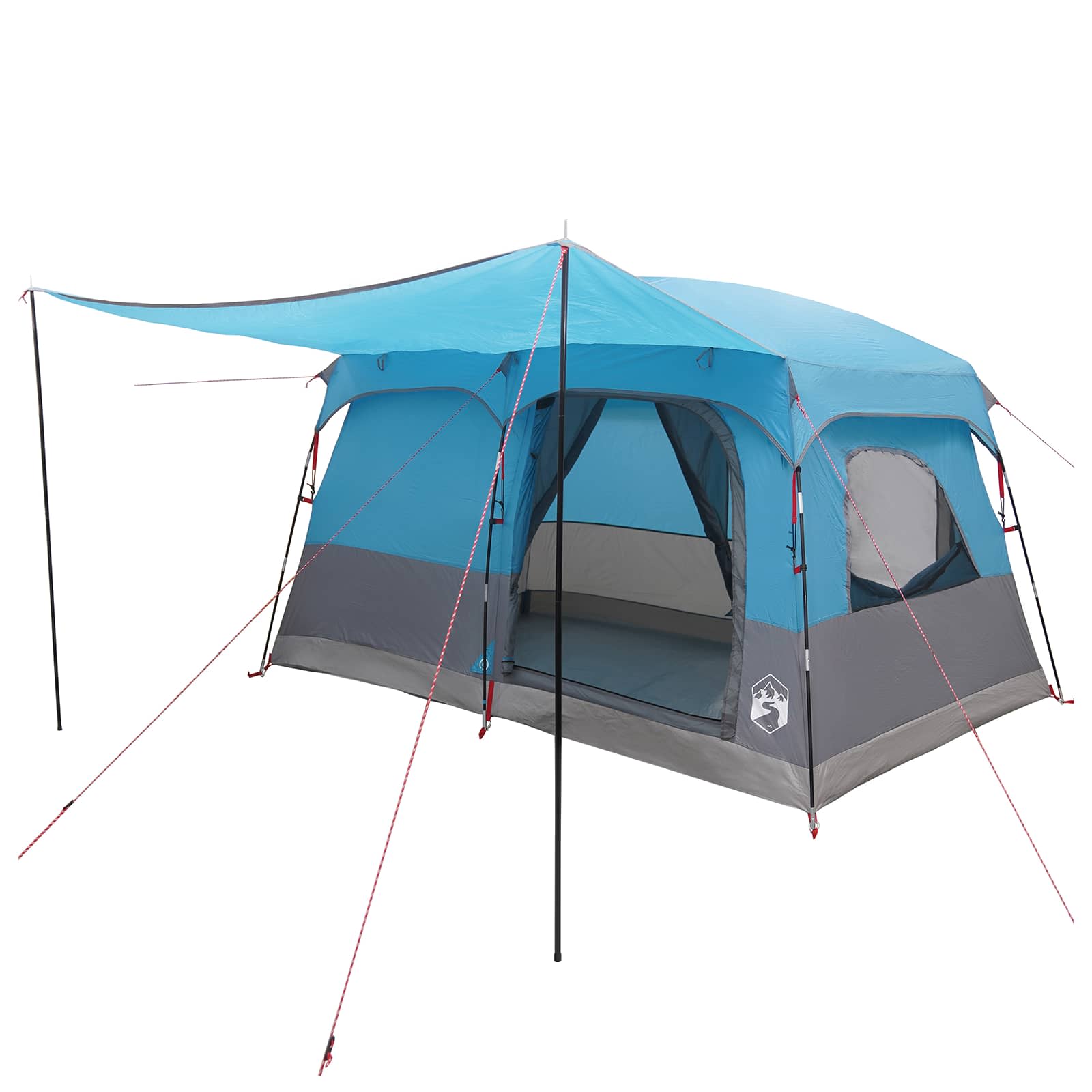 Familienzelt mit Dach Blau 380 x 260 x 190 cm Polyester