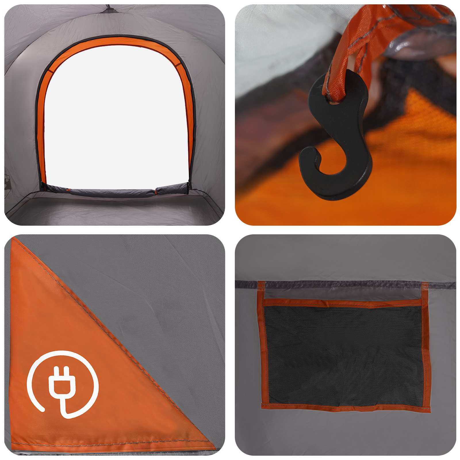 Autozelt Grau und Orange 200 x 170 x 170 cm Polyester und Stahl