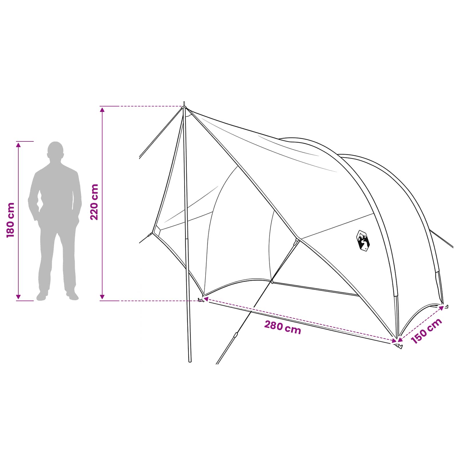 Heck-Awnings wasserfest Grau und Orange 405 x 280 x 220 cm