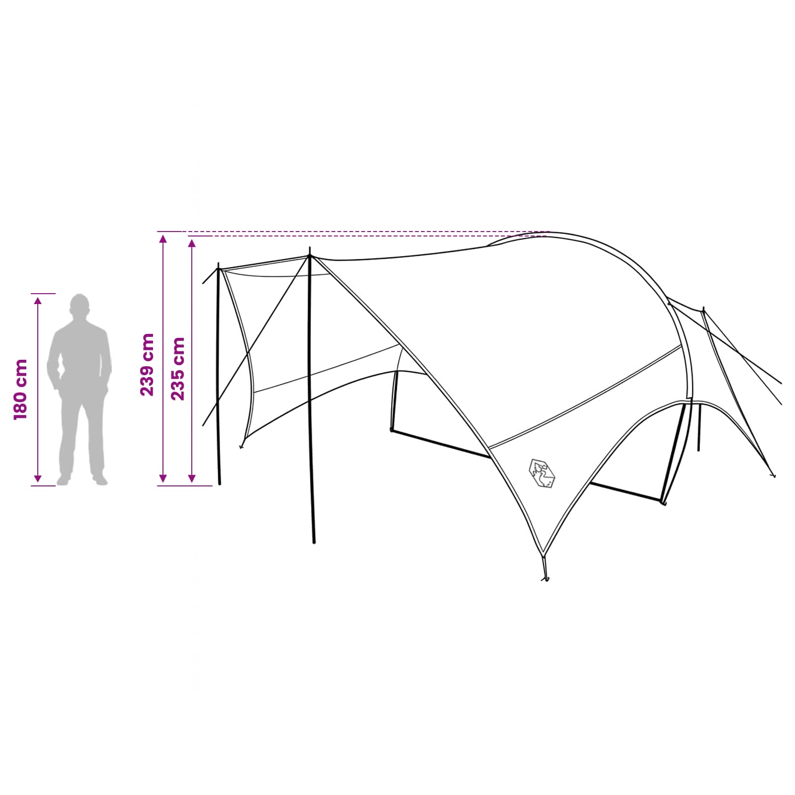 Camping Tarp Wasserfest Blau 550 x 400 x 230 cm