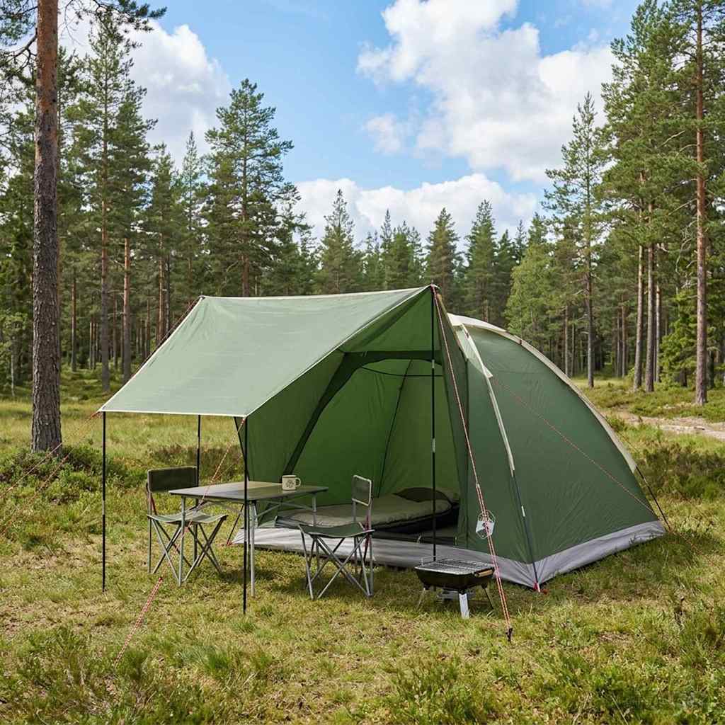 Campingzelt mit Dach Grün 4-Personen Polyester und Stahl