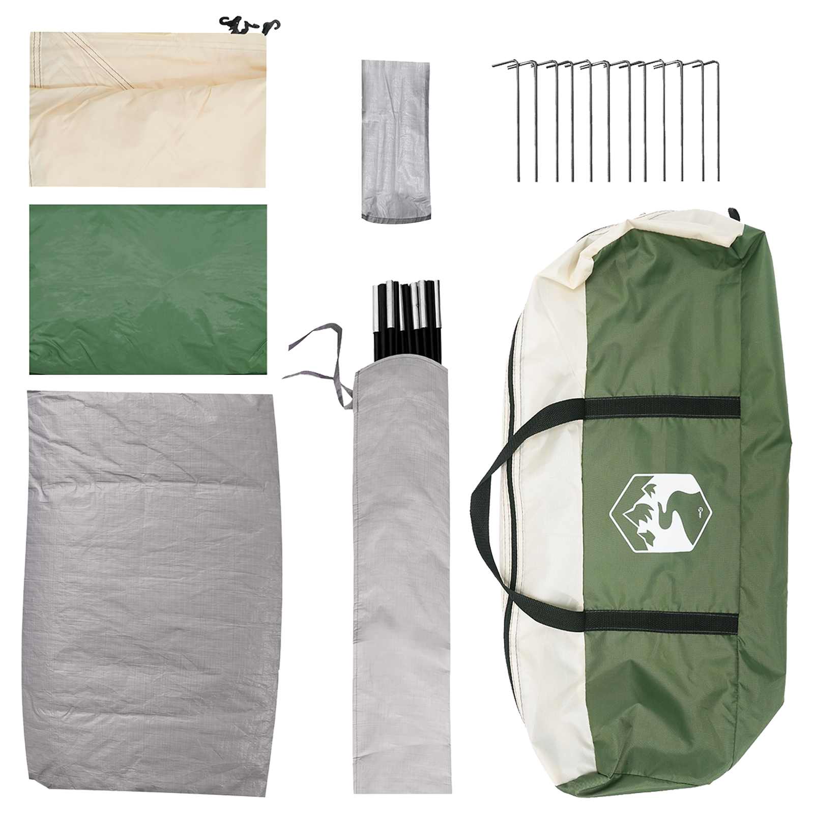 Campingzelt mit Dach Grün 6-Personen Polyester und Stahl