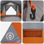 Tunnelzelt Grau und Orange 10 Personen Polyester und Stahl