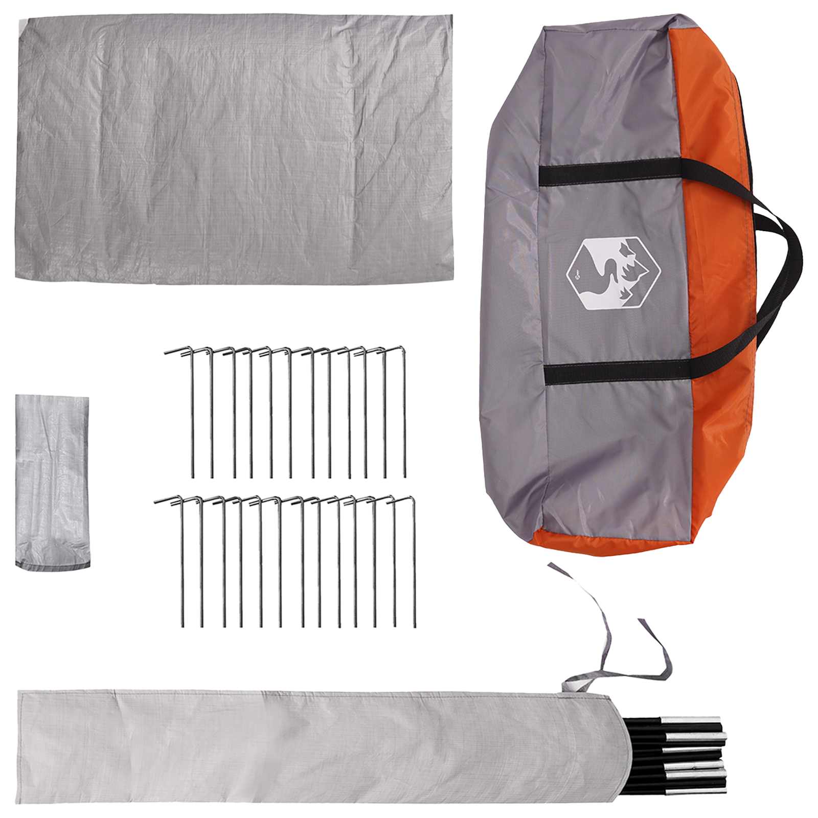 Tipi Zelt mit Dach Grau und Orange 700 x 700 x 395 cm