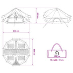 Tipi Zelt mit Dach Blau 800 x 800 x 430 cm Polyester und Stahl