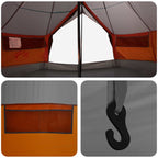 Tipi Zelt mit Dach Grau und Orange 800 x 800 x 430 cm