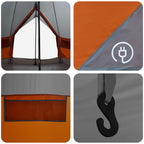 Tipi Zelt Grau und Orange 250 x 250 cm Polyester und Stahl