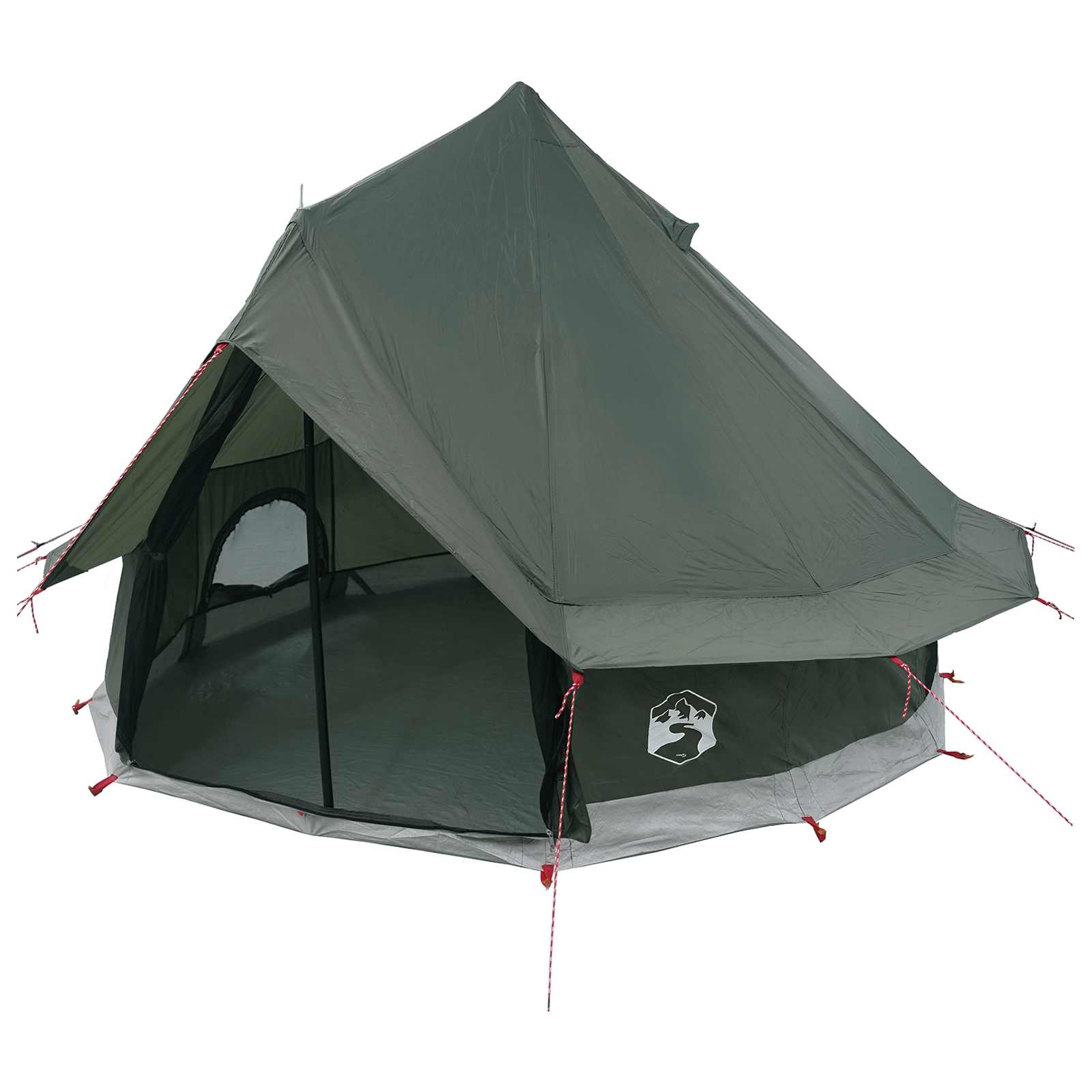 Tipi Zelt mit Dach Olivegrün 250 x 250 cm Polyester und Stahl