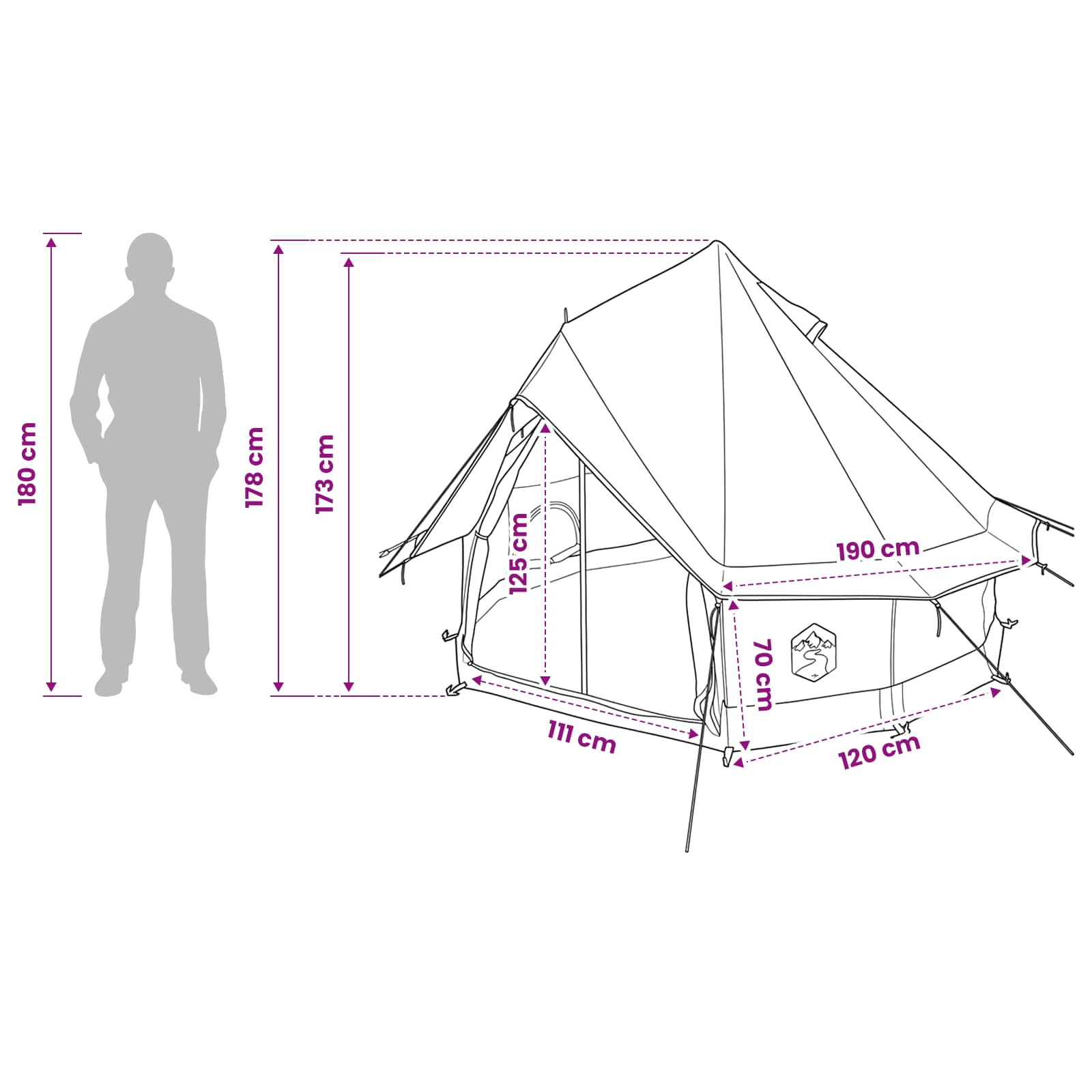 Tipi Zelt mit Dach Olivegrün 250 x 250 cm Polyester und Stahl