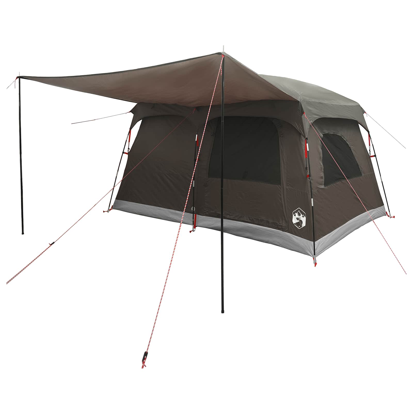 Familienzelt mit Dach Braun Grau 320 x 210 x 180 cm Polyester