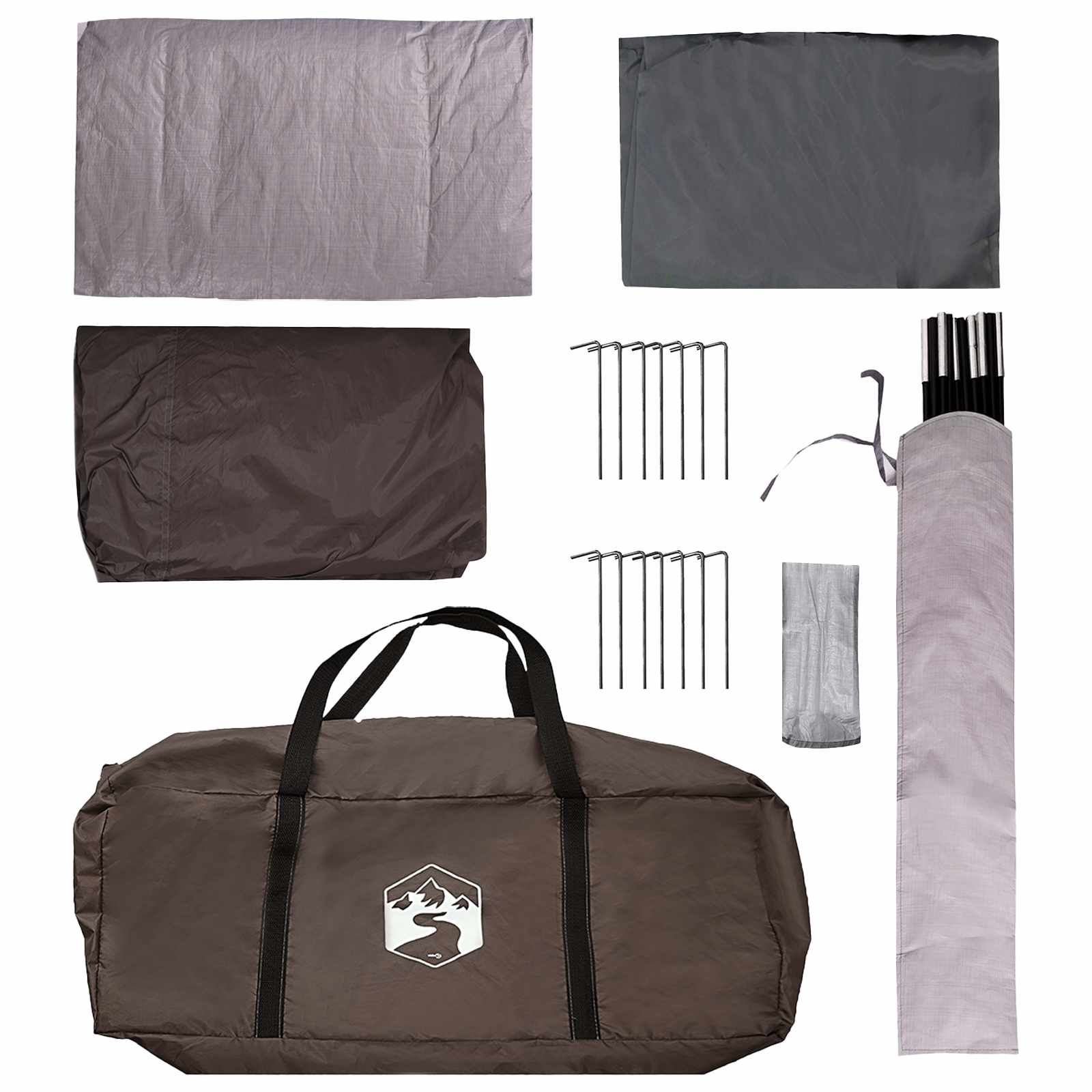 Familienzelt mit Dach Braun Grau 380 x 260 x 190 cm Polyester