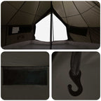 Tipi Zelt Braun Grau 700 x 700 x 395 cm Polyester und Stahl