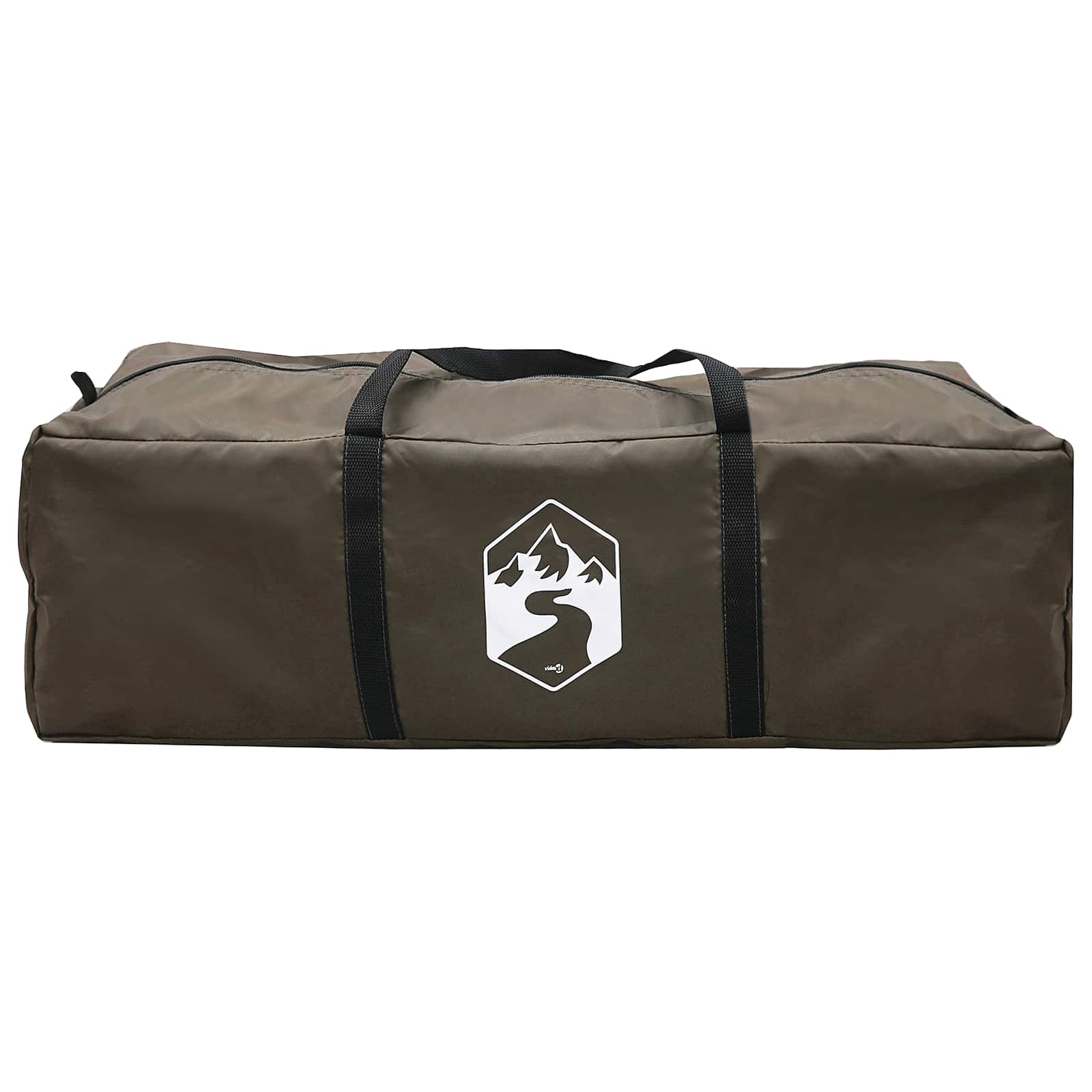 Tipi Zelt mit Dach Braun Grau 250 x 250 cm Polyester und Stahl