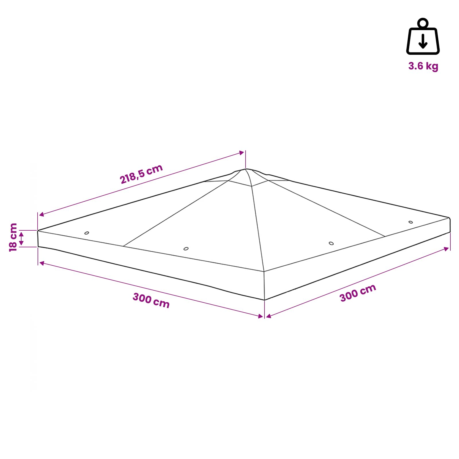 Pavillon Abdeckung Taupe 300 x 300 cm Polyester und Stahl
