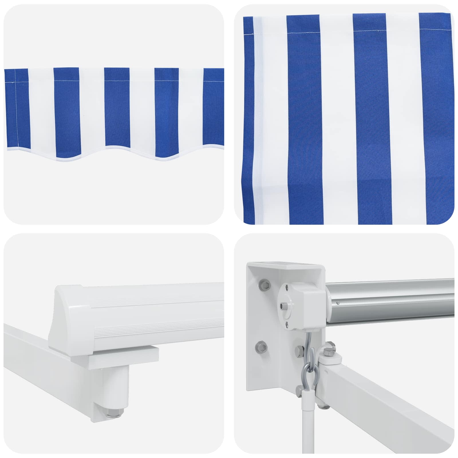 Einziehbare Markise Blau und Weiß 4 x 2 m