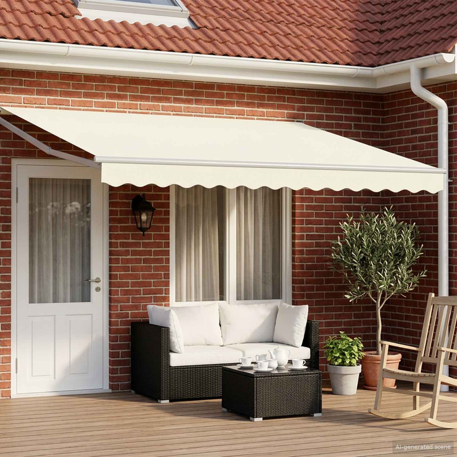 Elektrische ausziehbare Markise Creme 4 x 2 m