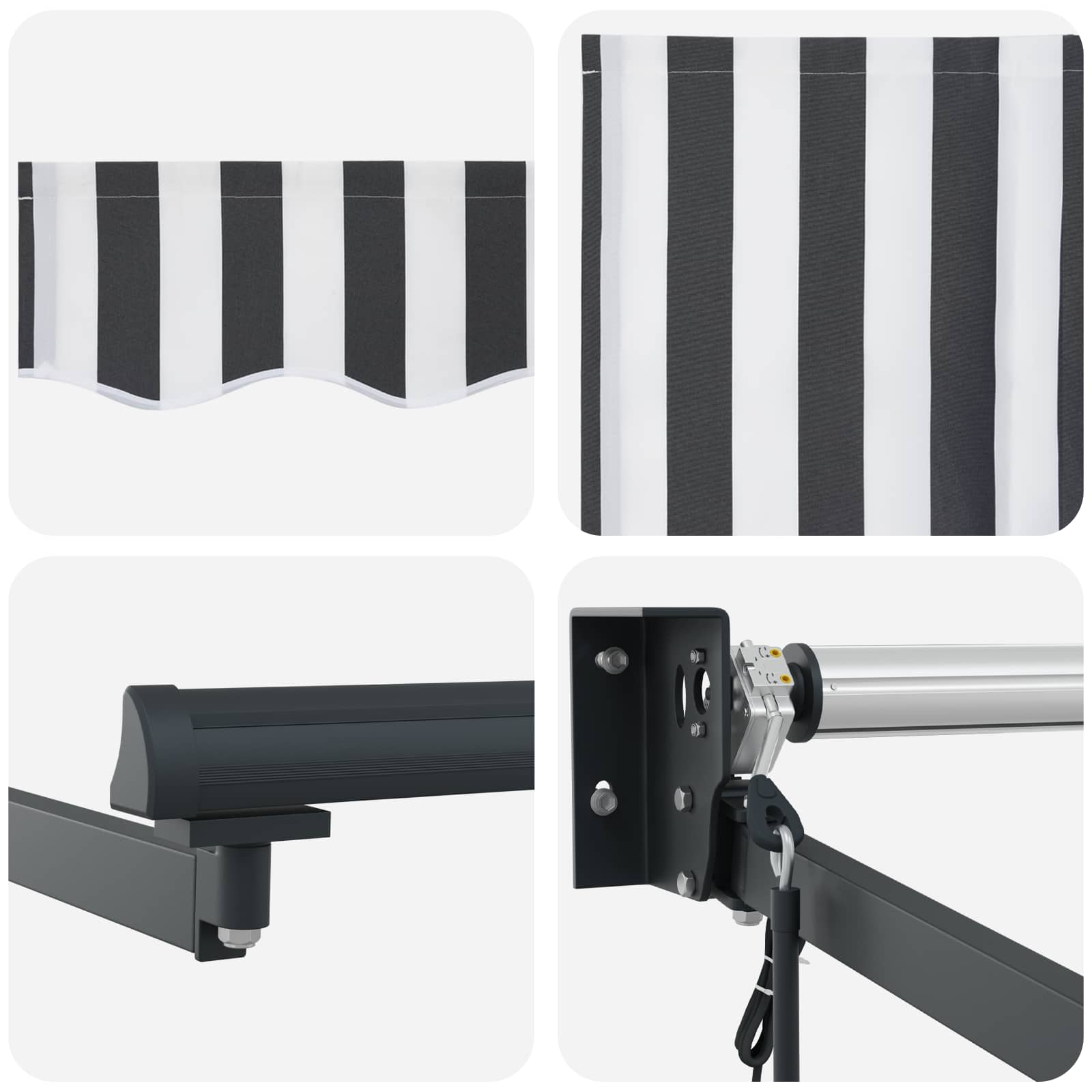 Elektrische ausziehbare Markise Anthrazit und Weiß 3,5 x 2 m