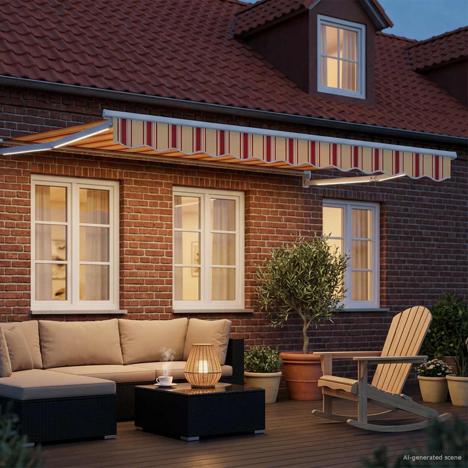 Manuelle Gelenkarmmarkise mit LEDs Mehrfarbig 3 x 2 m