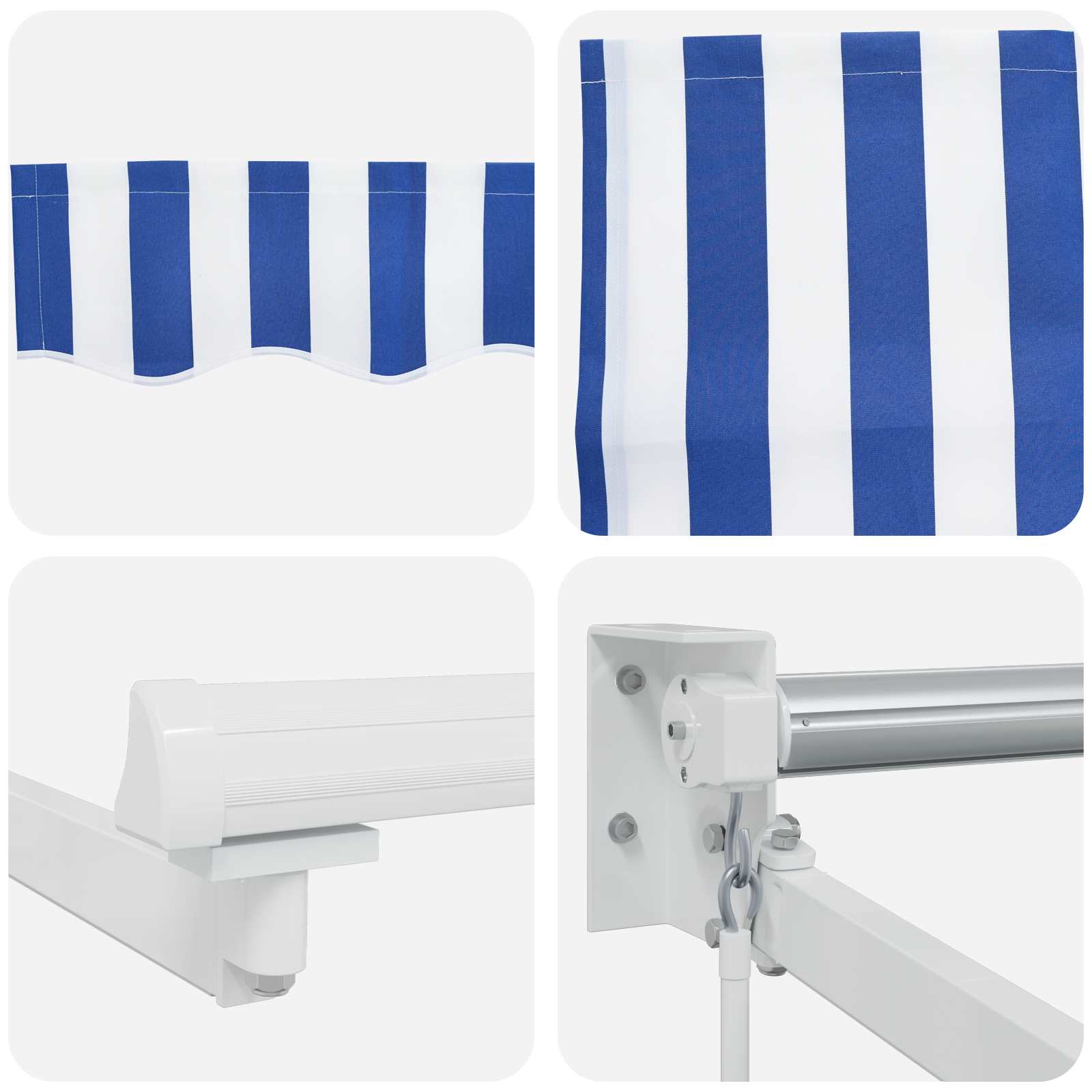 Manuelle Gelenkarmmarkise mit LEDs Blau und Weiß 3 x 2,5 m