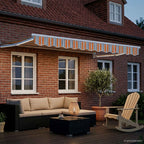 Manuelle Gelenkarmmarkise mit LEDs Blau, Orange, Weiß 3 x 2,5 m