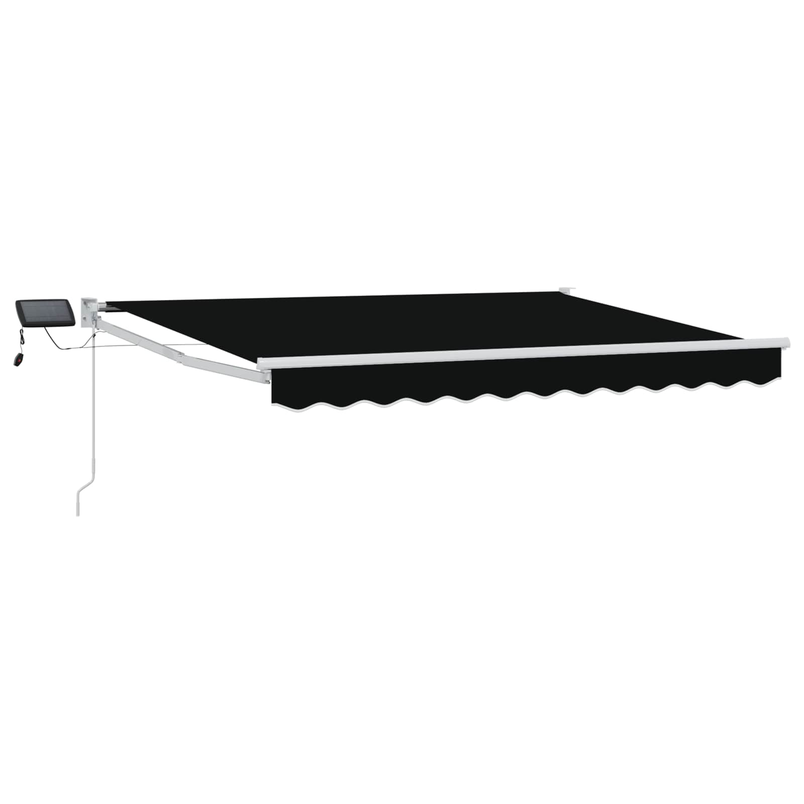 Manuelle Gelenkarmmarkise mit LEDs Schwarz und Weiß 3,5 x 2,5 m