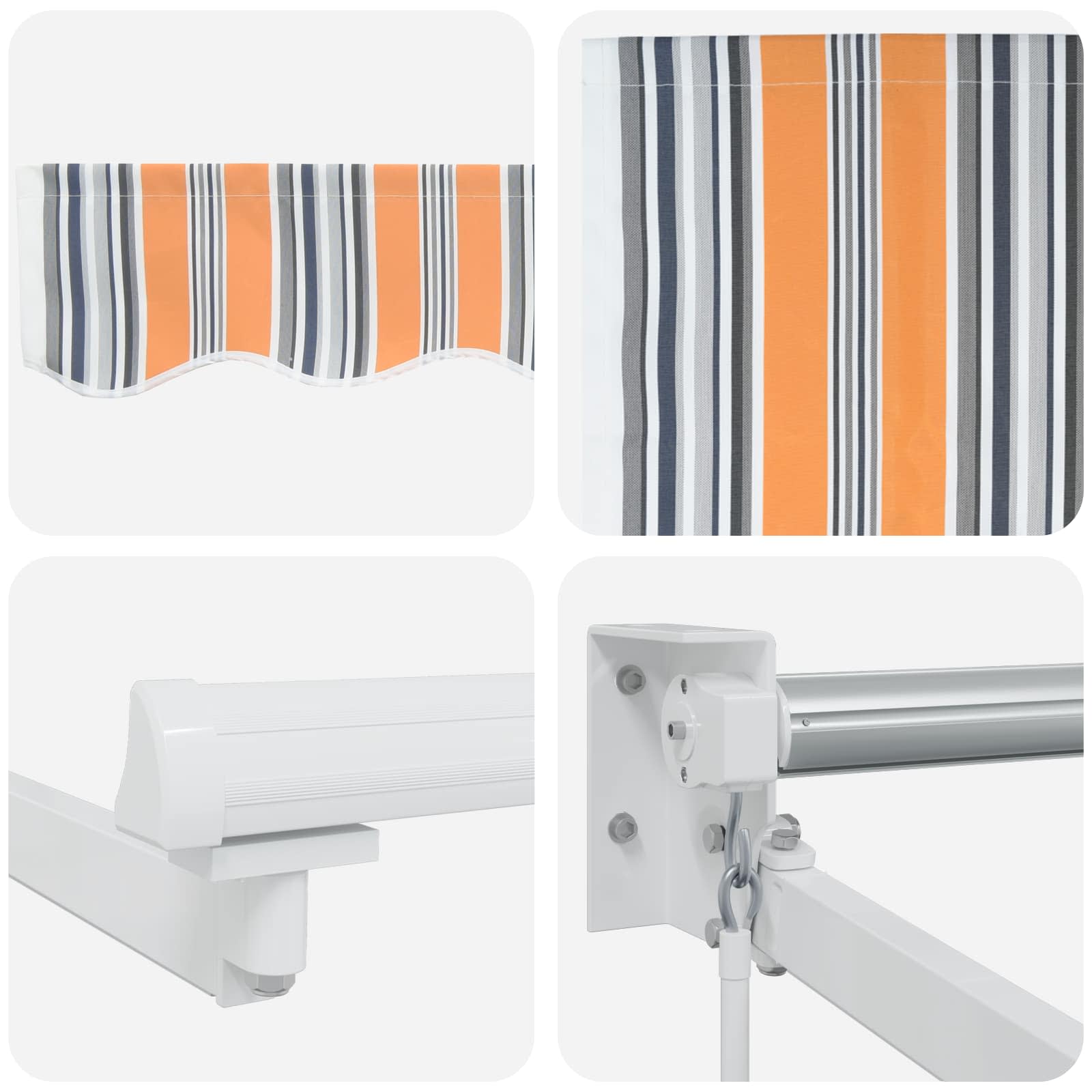Manuelle Gelenkarmmarkise mit LEDs Blau, Orange, Weiß 4,5 × 3 m