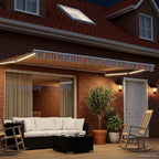 Manuelle Gelenkarmmarkise mit LEDs Blau, Orange, Weiß 4,5 × 3 m