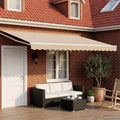 Manuelle Gelenkarmmarkise mit LEDs Beige und Weiß 4,5 × 3 m