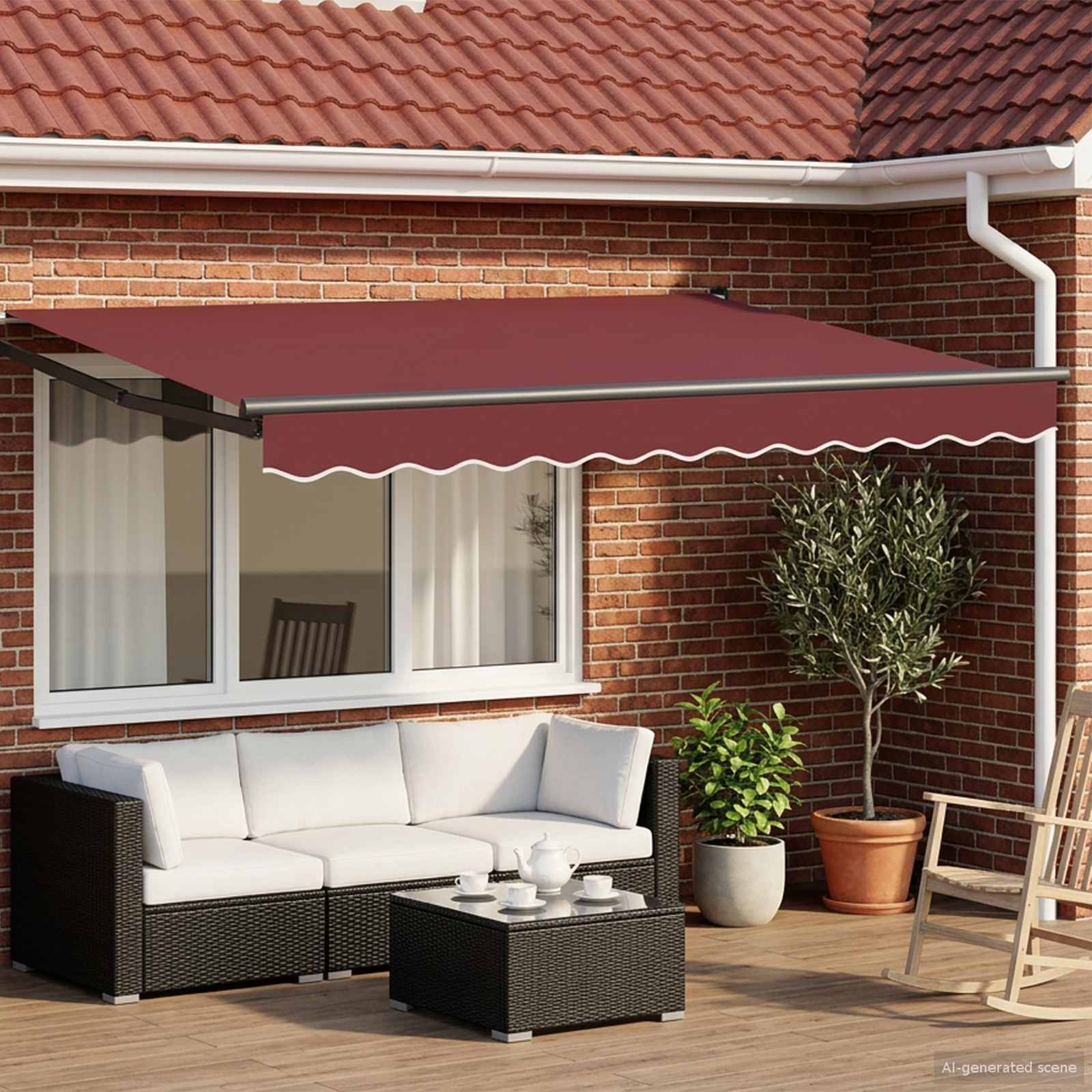 Manuelle Gelenkarmmarkise mit LEDs 3 x 2,5 m