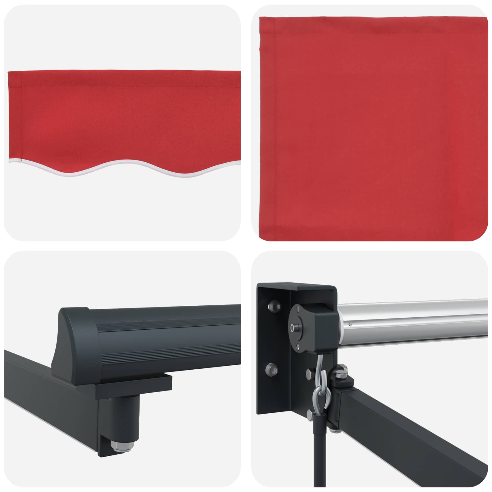 Manuelle Gelenkarmmarkise mit LEDs Rot und Anthrazit 3 x 2,5 m