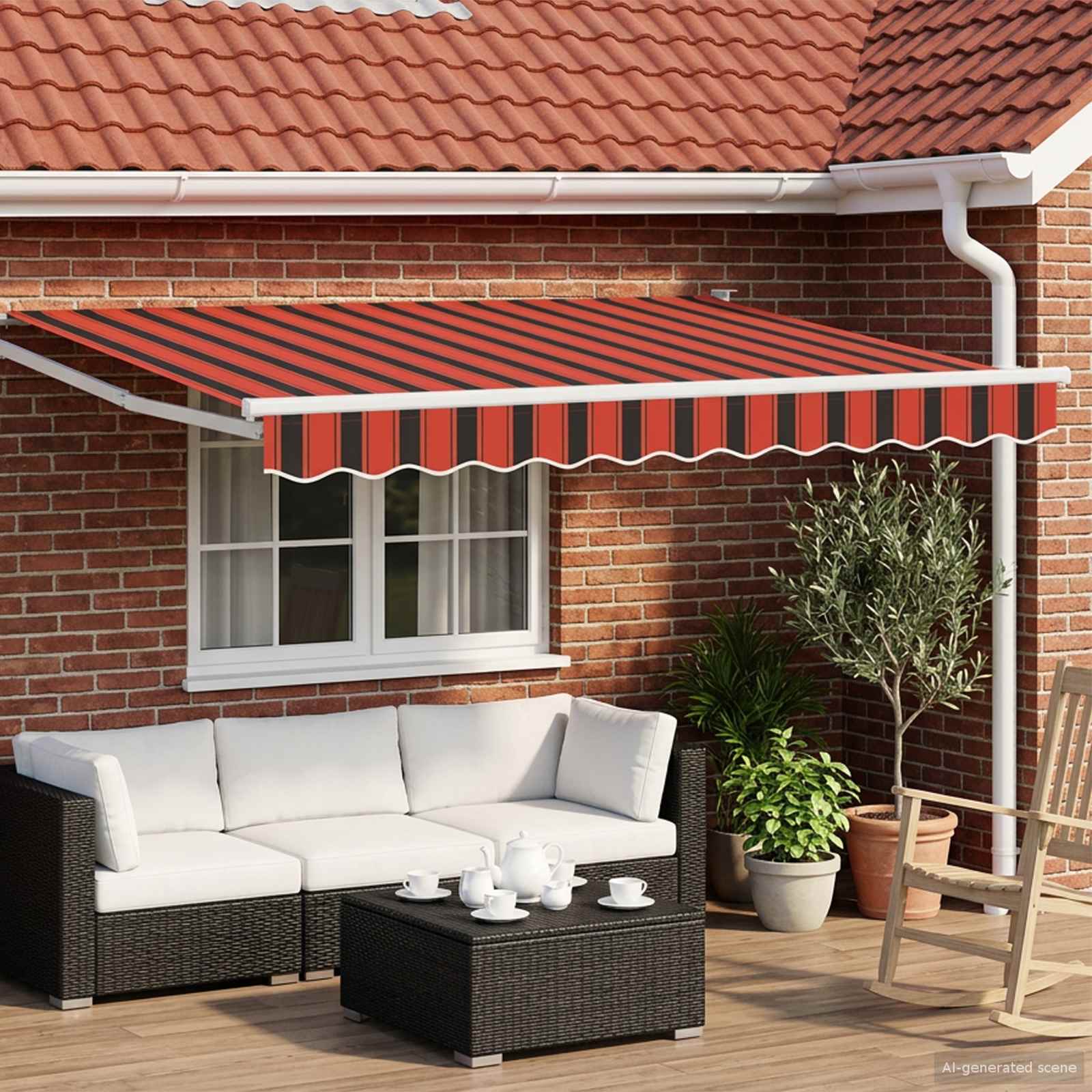 Elektrische ausziehbare Markise Orange und Braun 3,5 x 2,5 m