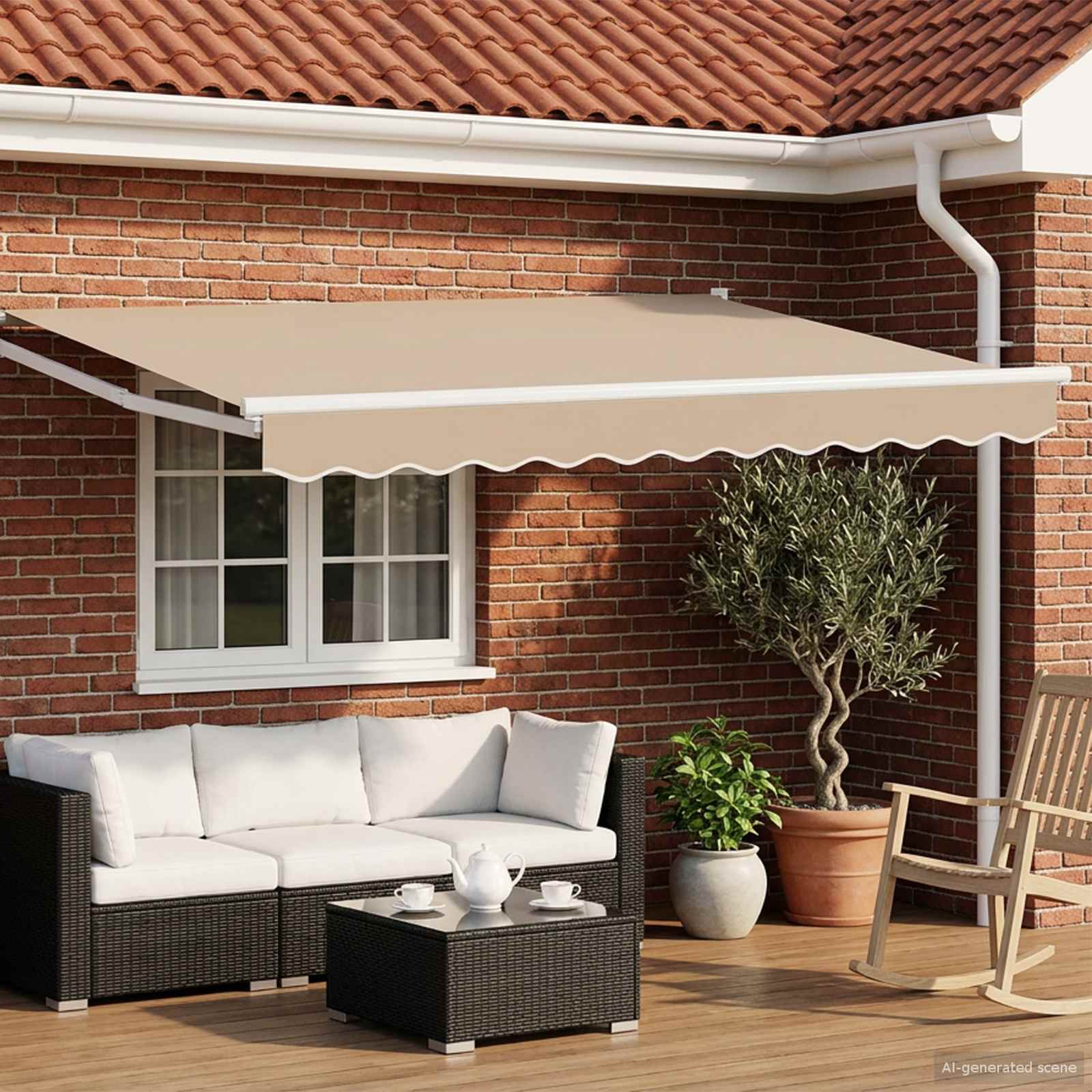 Elektrische ausziehbare Markise Beige 3,5 x 2,5 m