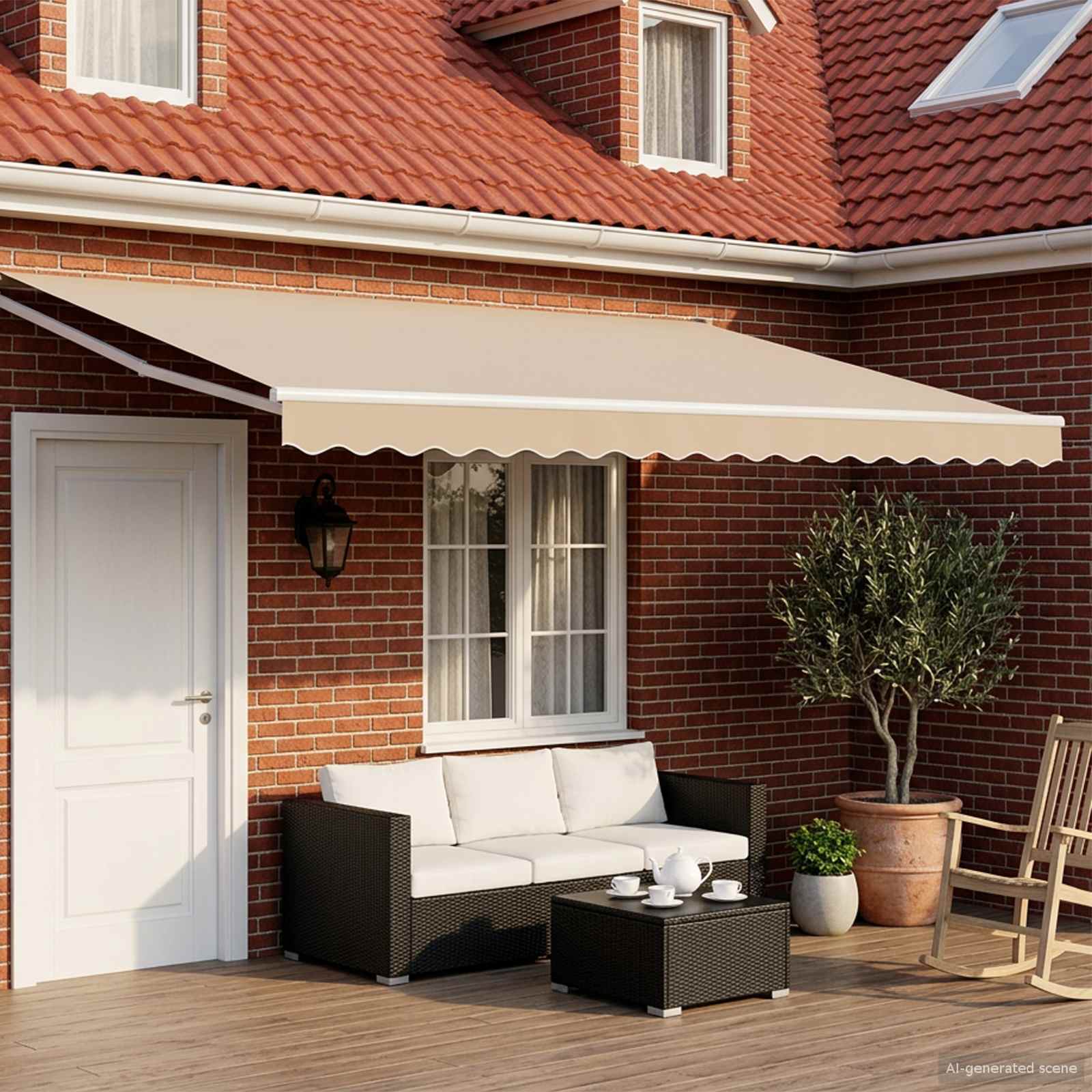 Elektrische ausziehbare Markise Beige 4,5 × 3 m