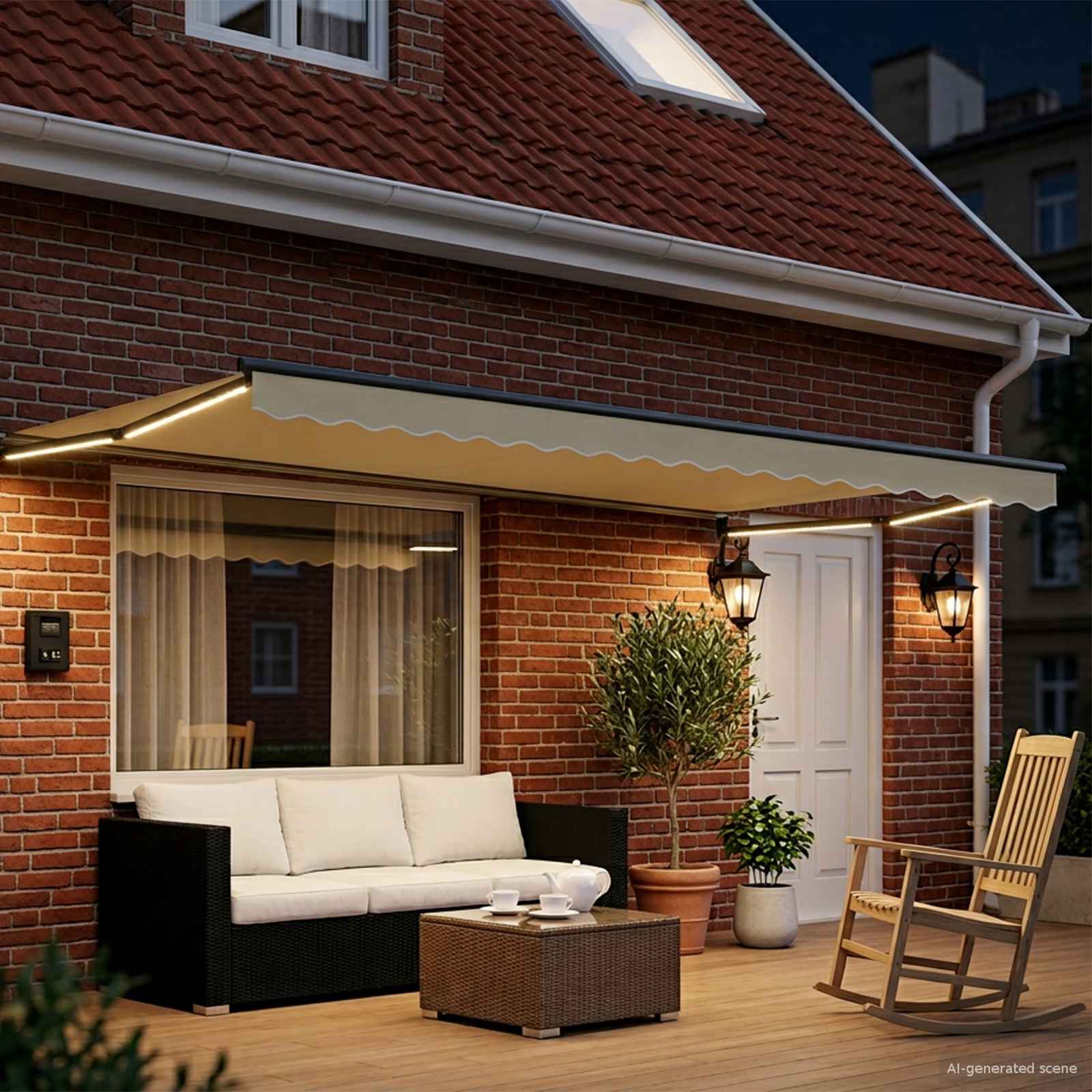 Elektrische ausziehbare Markise Creme 4 x 2 m