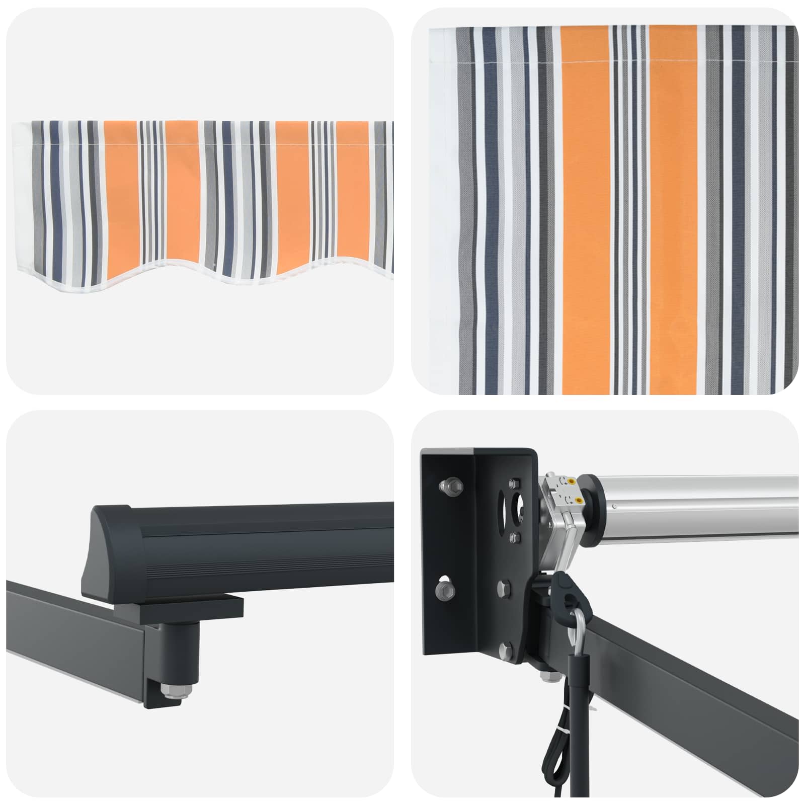 Elektrische ausziehbare Markise Blau und Orange 4 x 3 m