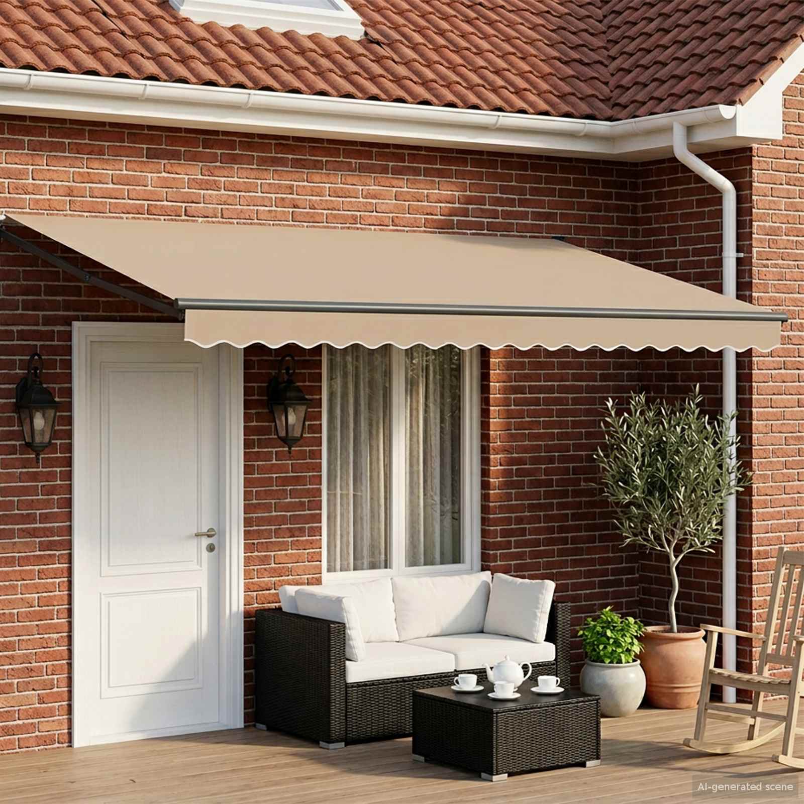 Elektrische ausziehbare Markise Beige 4,5 × 3 m