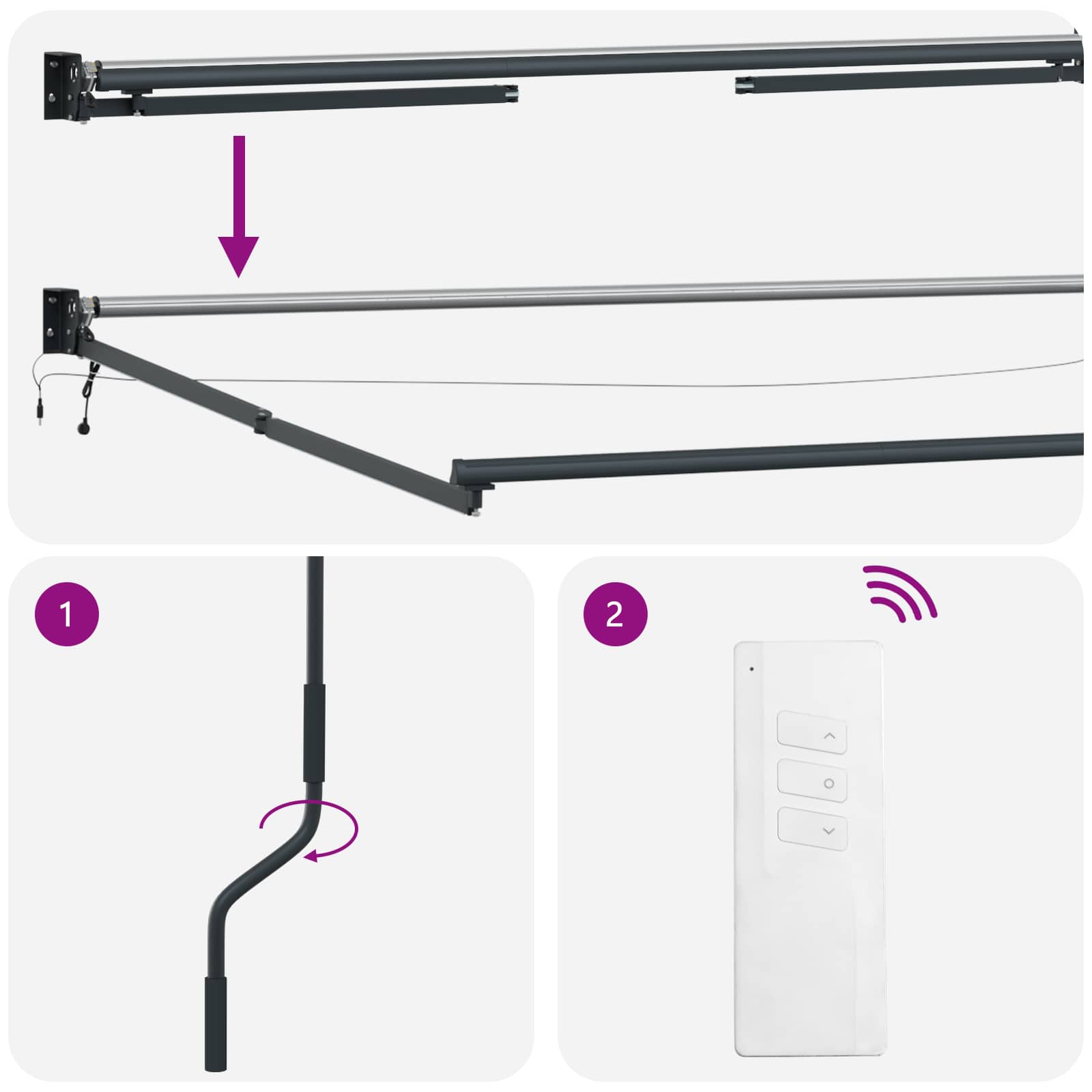 Elektrische ausziehbare Markise Beige und Anthrazit 4 x 3 m